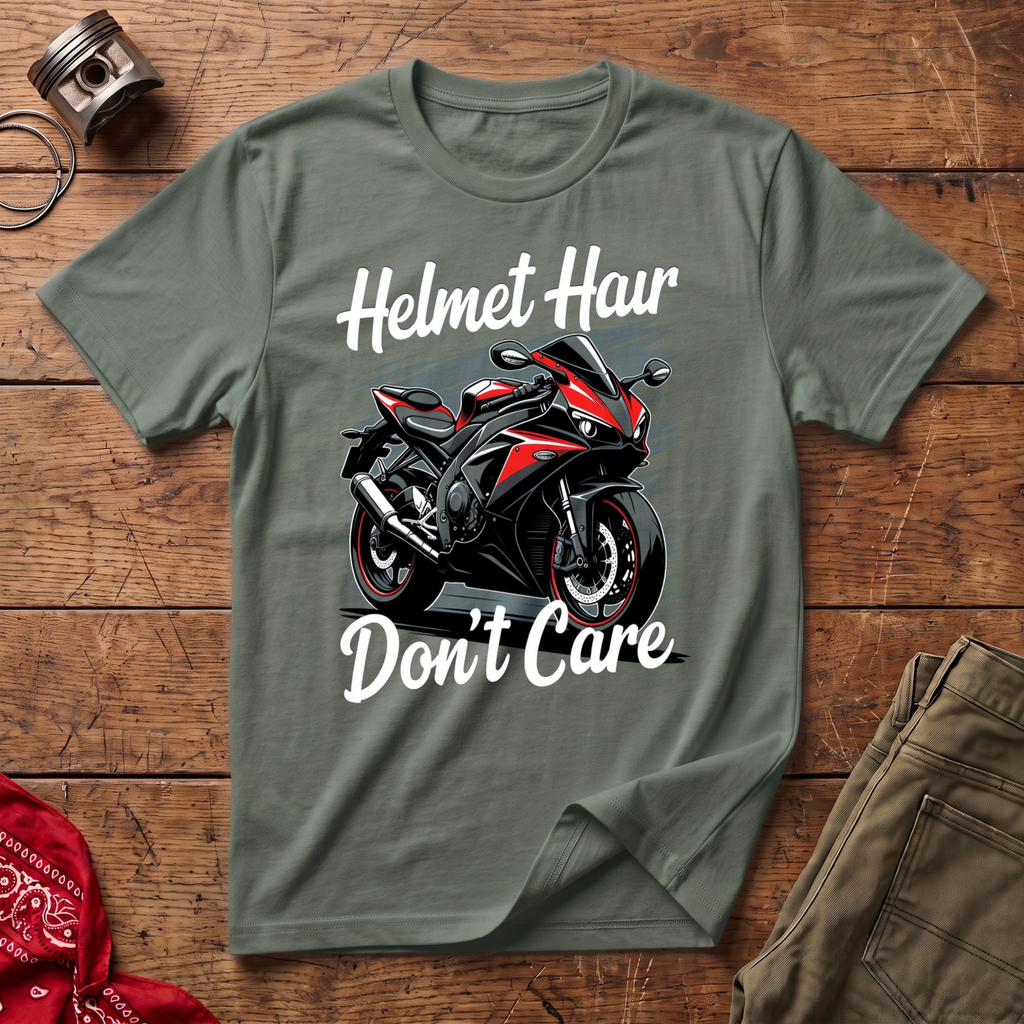 Helmet Hair Don't Care T-Shirt