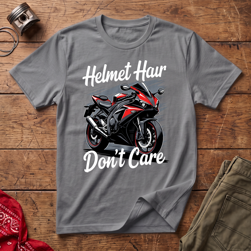 Helmet Hair Don't Care T-Shirt
