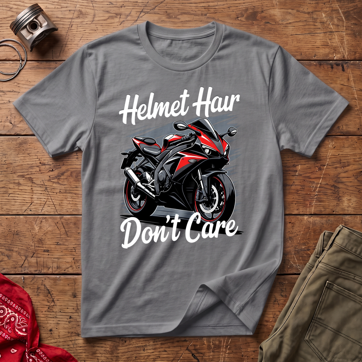 Helmet Hair Don't Care T-Shirt
